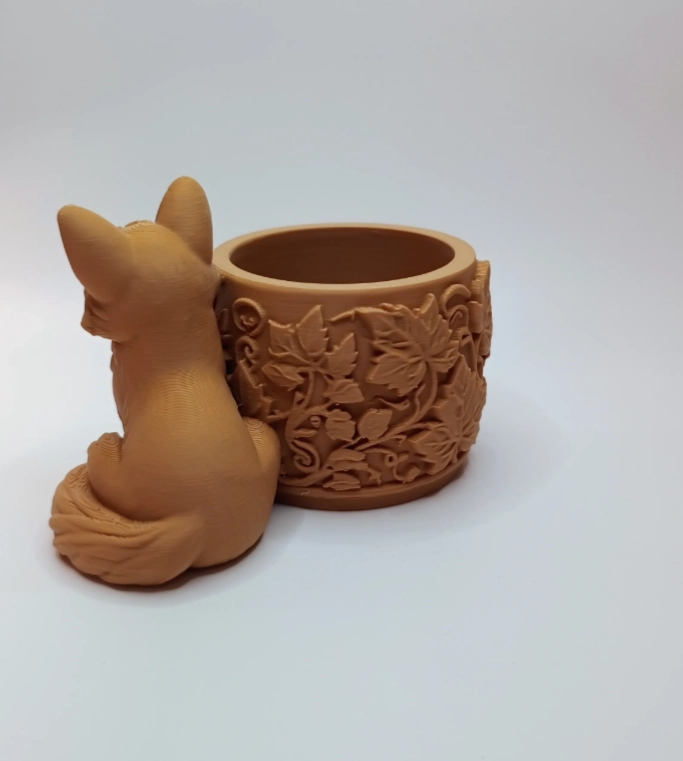 MACETERO DECORATIVO HOGAR- FORMA ZORRO 7,5 CM MARRON - 4