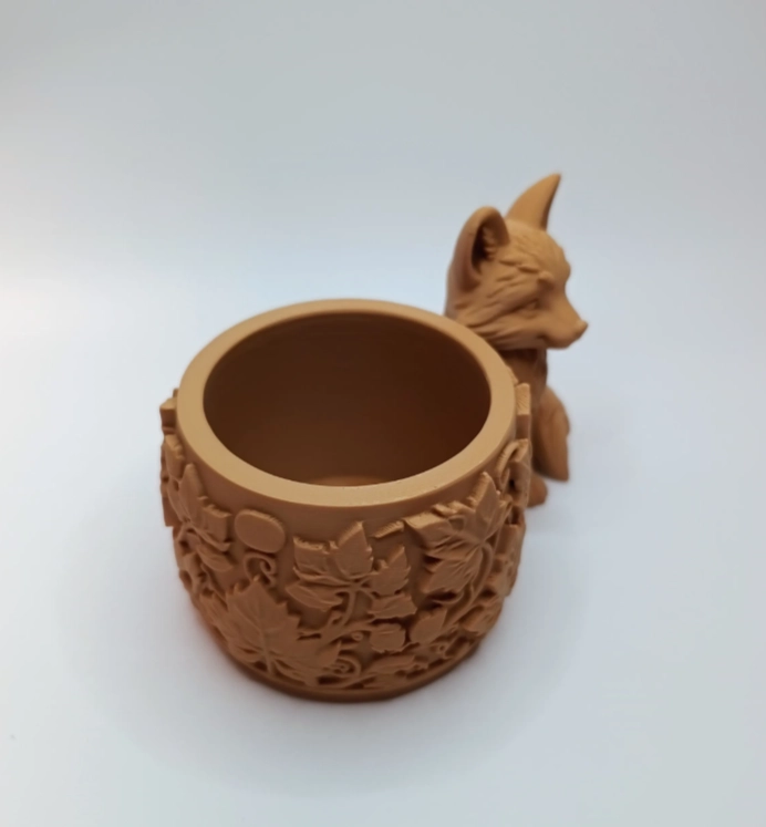 MACETERO DECORATIVO HOGAR- FORMA ZORRO 7,5 CM MARRON - 5