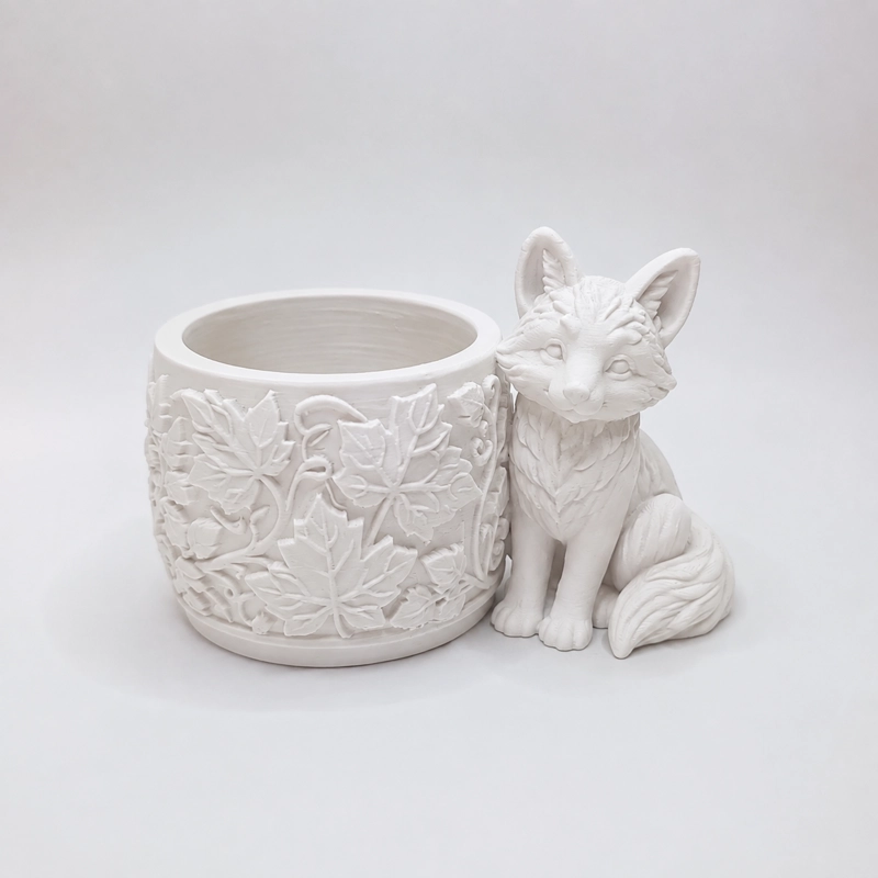MACETERO DECORATIVO HOGAR- FORMA ZORRO 7,5 CM BLANCO - 3