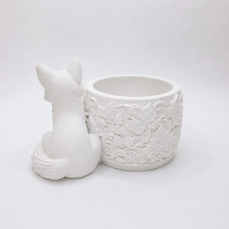 MACETERO DECORATIVO HOGAR- FORMA ZORRO 7,5 CM BLANCO - 4