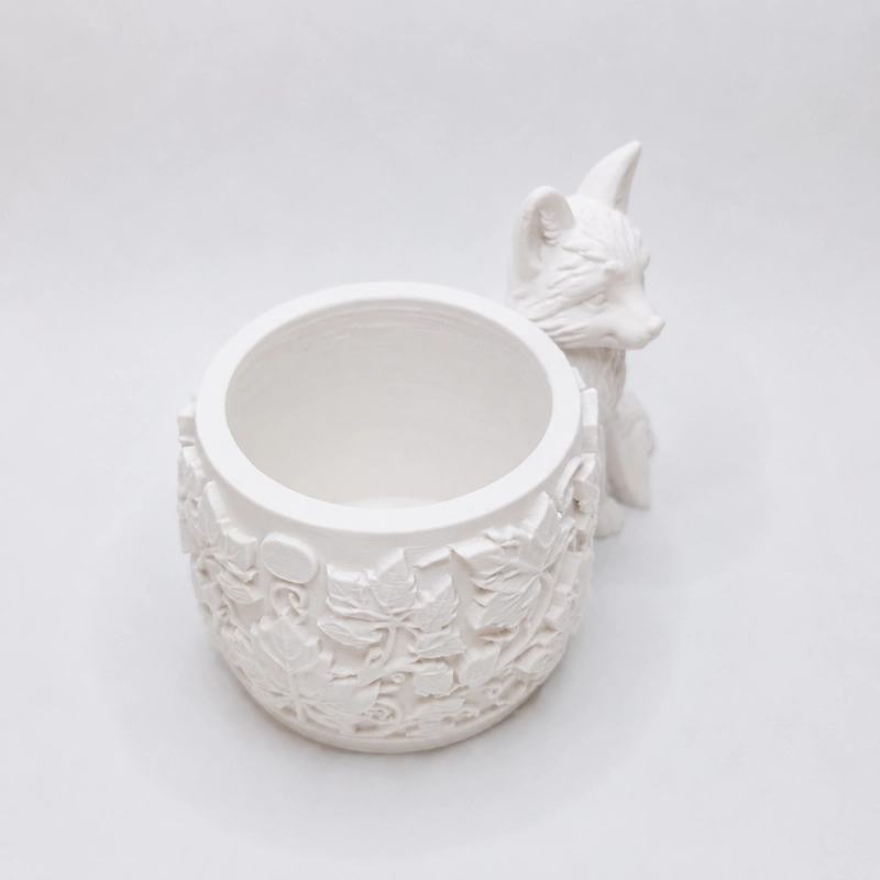 MACETERO DECORATIVO HOGAR- FORMA ZORRO 7,5 CM BLANCO - 5