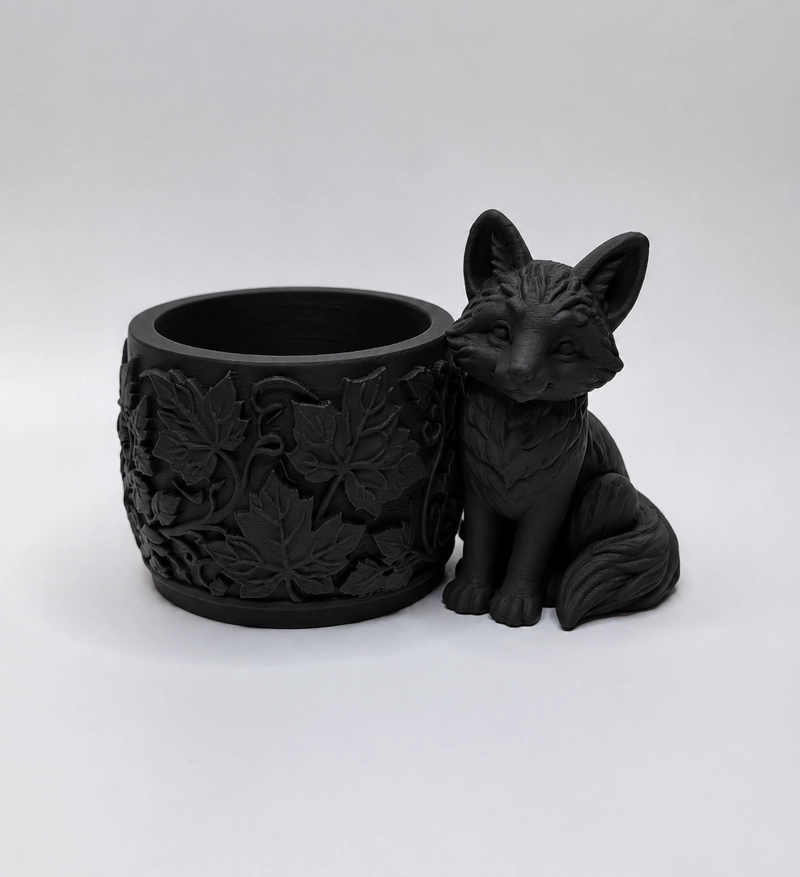 MACETERO DECORATIVO HOGAR- FORMA ZORRO 7,5 CM NEGRO - 3