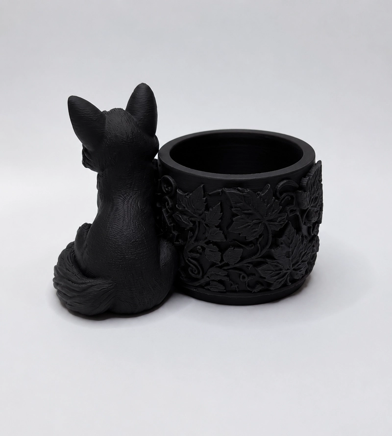 MACETERO DECORATIVO HOGAR- FORMA ZORRO 7,5 CM NEGRO - 4
