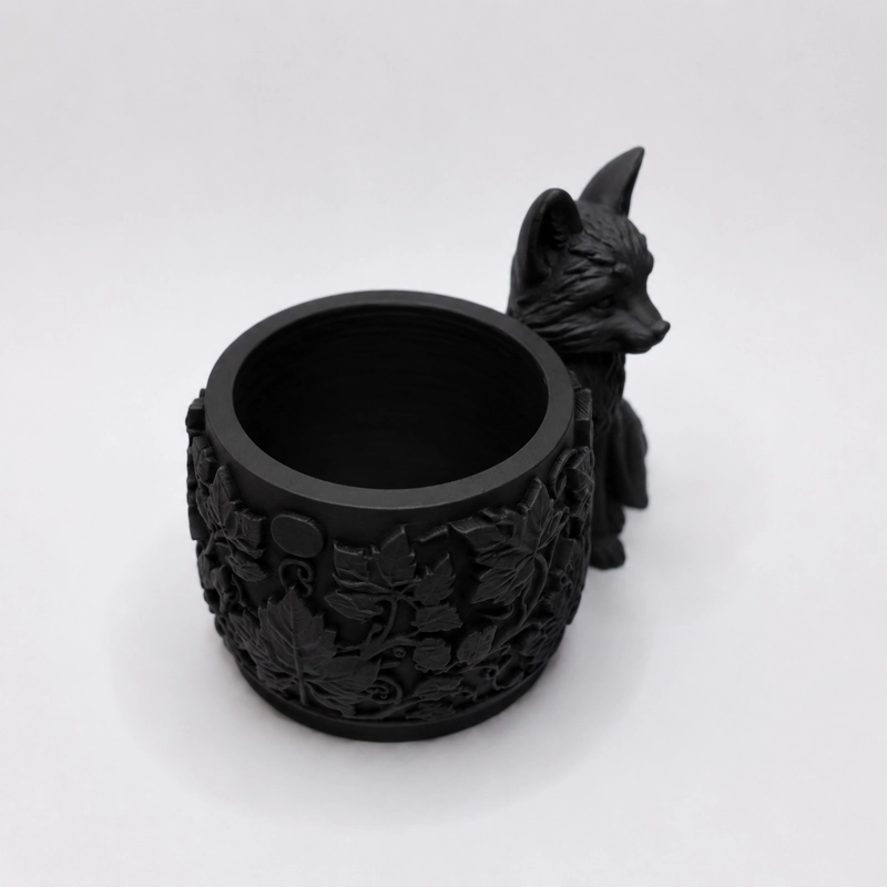 MACETERO DECORATIVO HOGAR- FORMA ZORRO 7,5 CM NEGRO - 5