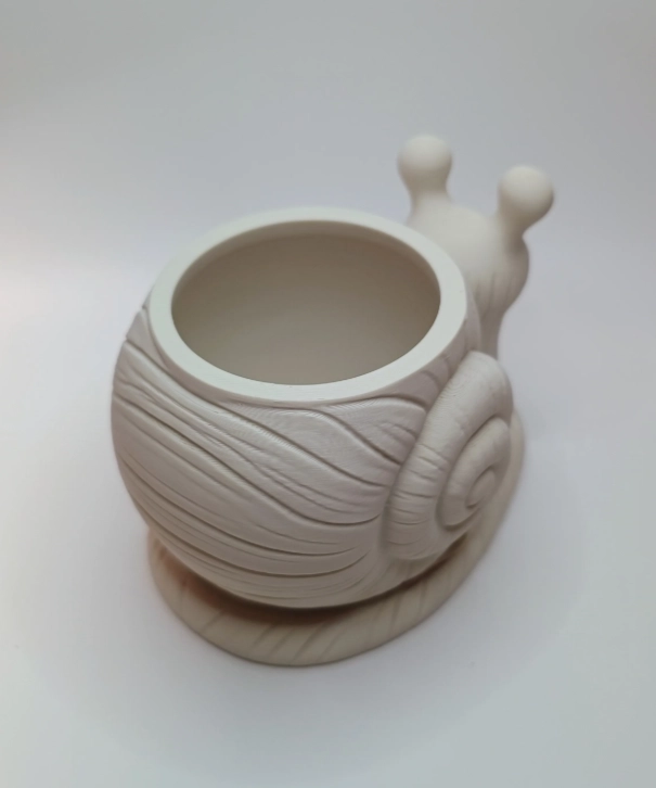 MACETERO DECORATIVO HOGAR- FORMA CARACOL 9 CM BLANCO - 5