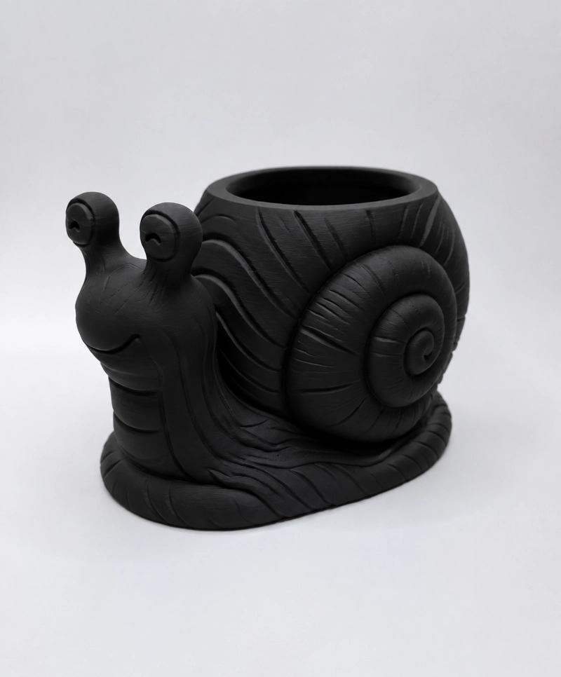 MACETERO DECORATIVO HOGAR- FORMA CARACOL 9 CM NEGRO - 3