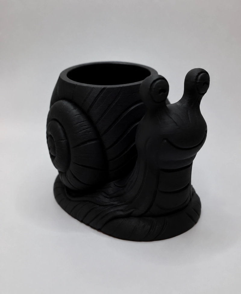 MACETERO DECORATIVO HOGAR- FORMA CARACOL 9 CM NEGRO - 4
