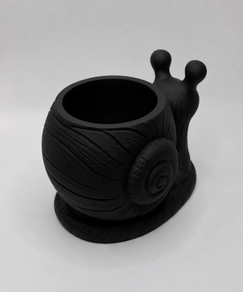 MACETERO DECORATIVO HOGAR- FORMA CARACOL 9 CM NEGRO - 5