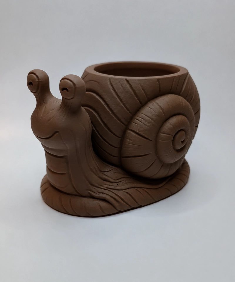 MACETERO DECORATIVO HOGAR- FORMA CARACOL 9 CM MARRON - 3