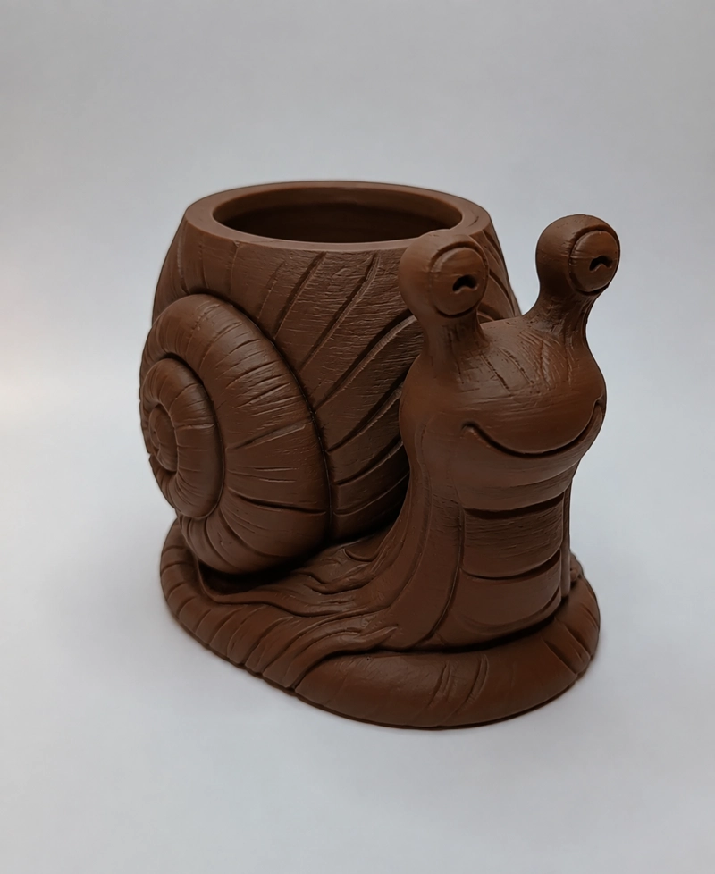 MACETERO DECORATIVO HOGAR- FORMA CARACOL 9 CM MARRON - 4