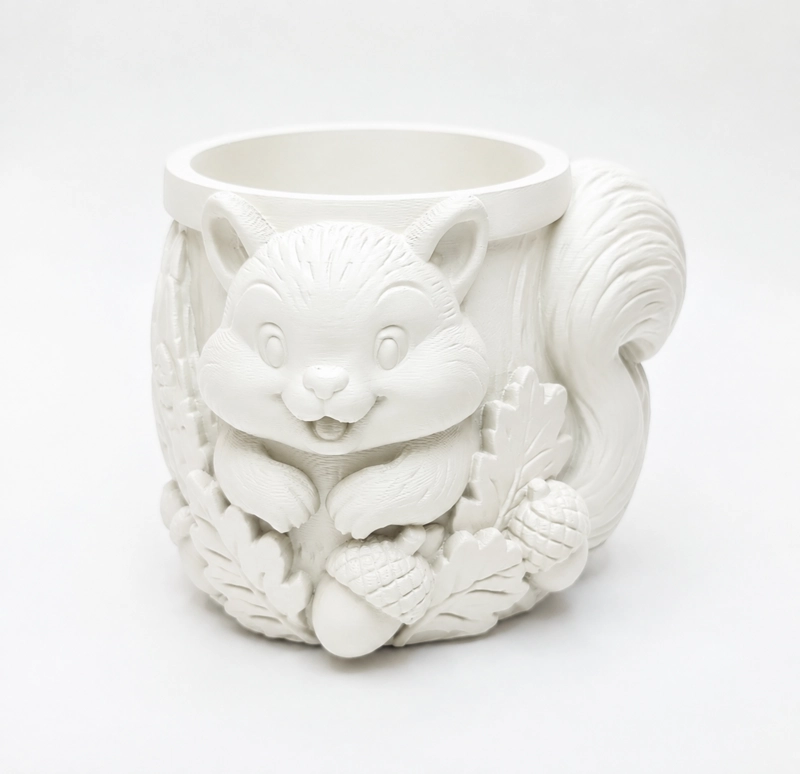 MACETERO DECORATIVO HOGAR- FORMA ARDILLA TIERNA 8 CM BLANCO - 3