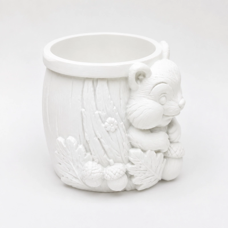 MACETERO DECORATIVO HOGAR- FORMA ARDILLA TIERNA 8 CM BLANCO - 4