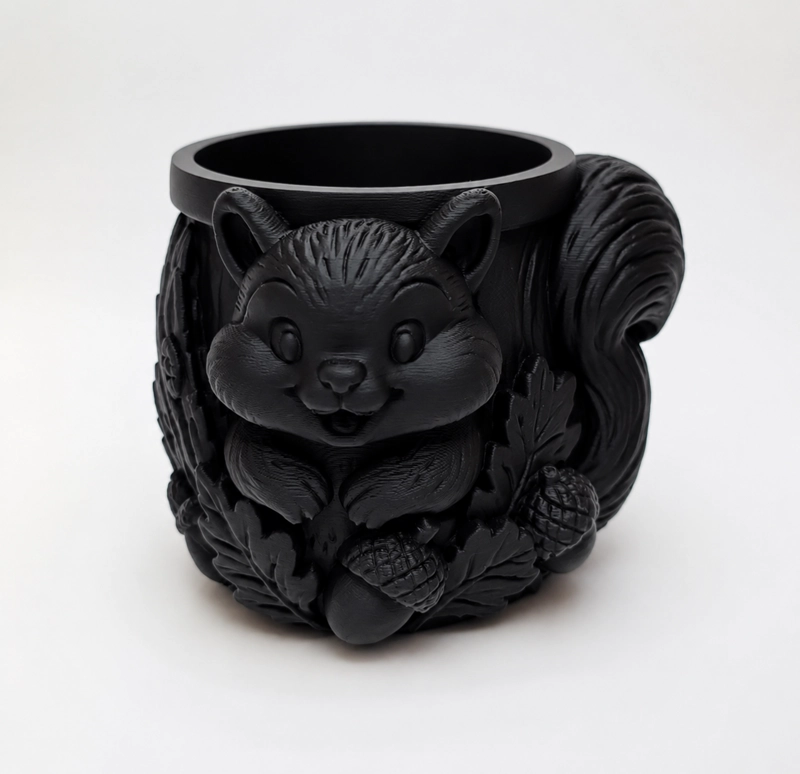 MACETERO DECORATIVO HOGAR- FORMA ARDILLA TIERNA 8 CM NEGRO - 3