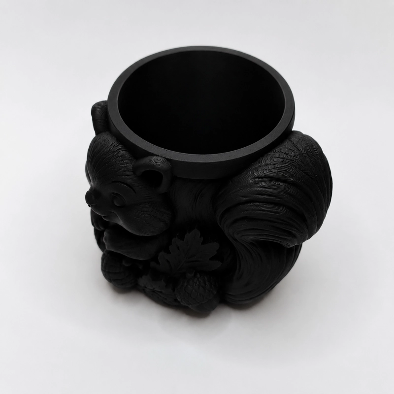 MACETERO DECORATIVO HOGAR- FORMA ARDILLA TIERNA 8 CM NEGRO - 5