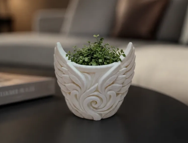 MACETERO DECORATIVO HOGAR- FORMA ALAS 9 CM BLANCAS - 1