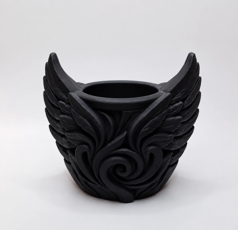 MACETERO DECORATIVO HOGAR- FORMA ALAS 9 CM NEGRAS - 3