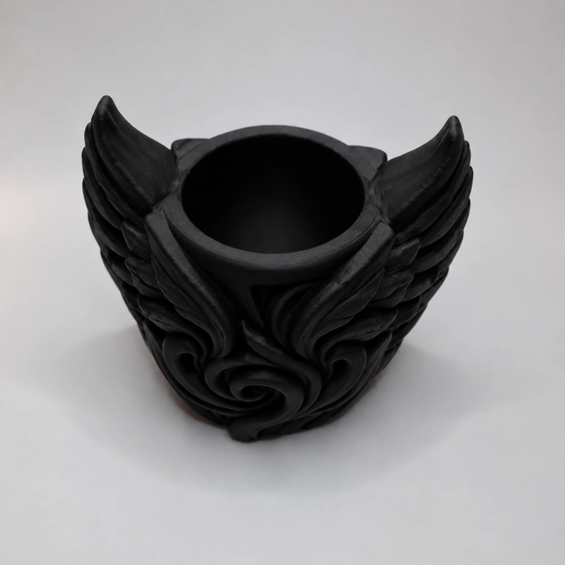 MACETERO DECORATIVO HOGAR- FORMA ALAS 9 CM NEGRAS - 5