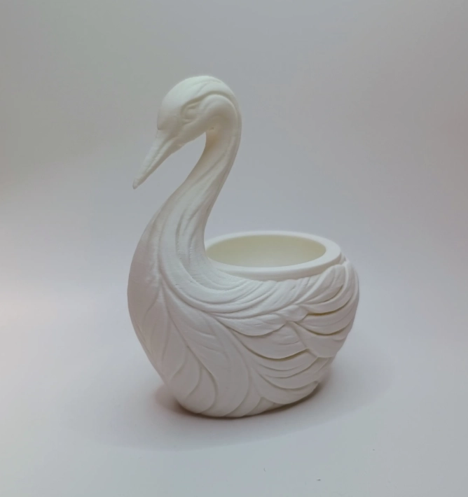 MACETERO DECORATIVO HOGAR- FORMA CISNE ELEGANTE 11 CM BLANCO - 3