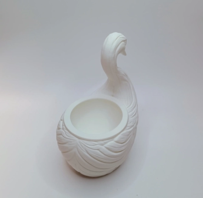 MACETERO DECORATIVO HOGAR- FORMA CISNE ELEGANTE 11 CM BLANCO - 5