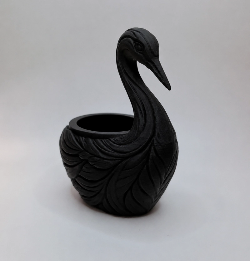 MACETERO DECORATIVO HOGAR- FORMA CISNE ELEGANTE 11 CM NEGRO - 4