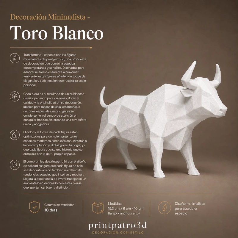 Decoración - Figuras Minimalistas (Toro) Blanco - 2