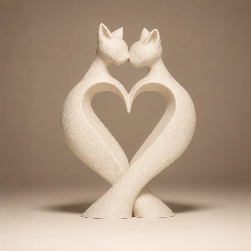 DECORACION - FIGURAS MINIMALISTAS (GATOS) BEIGE - 1