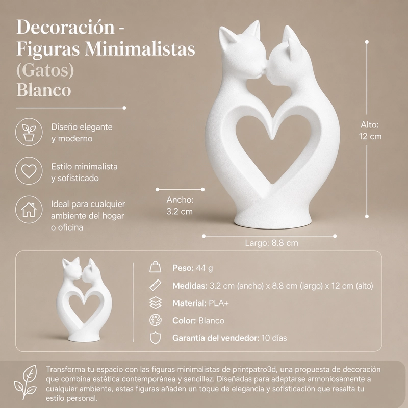 DECORACION - FIGURAS MINIMALISTAS (GATOS) BLANCO - 2
