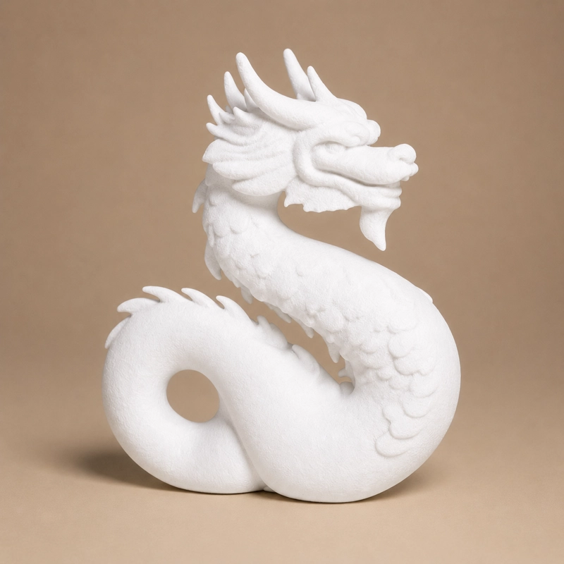 DECORACION - FIGURAS MINIMALISTAS (DRAGON) BLANCO - 1