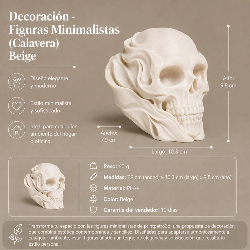 DECORACION - FIGURAS MINIMALISTAS (CALAVERA) BEIGE - 2
