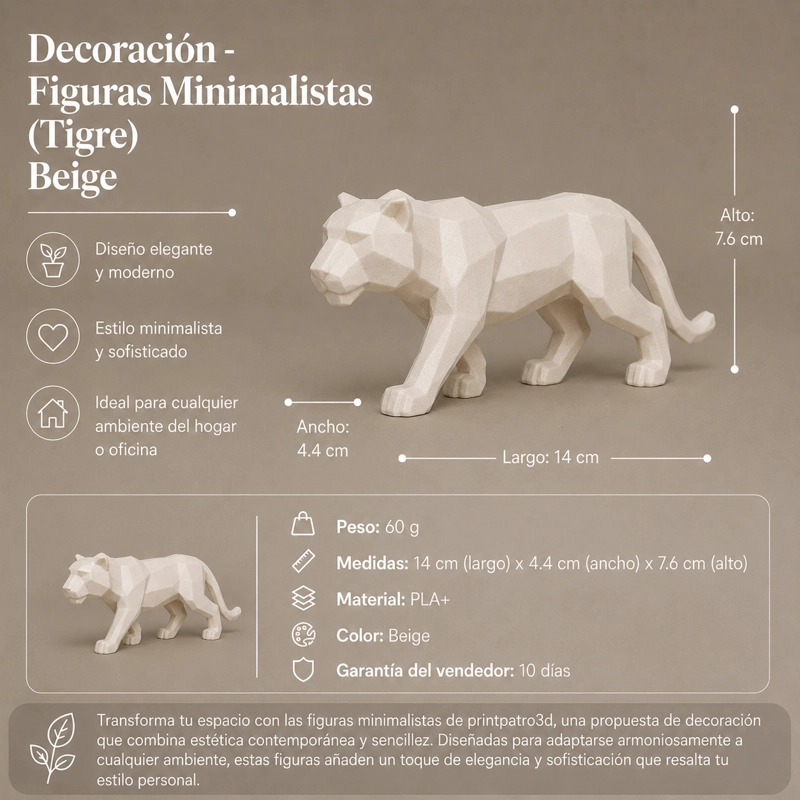 DECORACION - FIGURAS MINIMALISTAS (TIGRE) BEIGE - 2