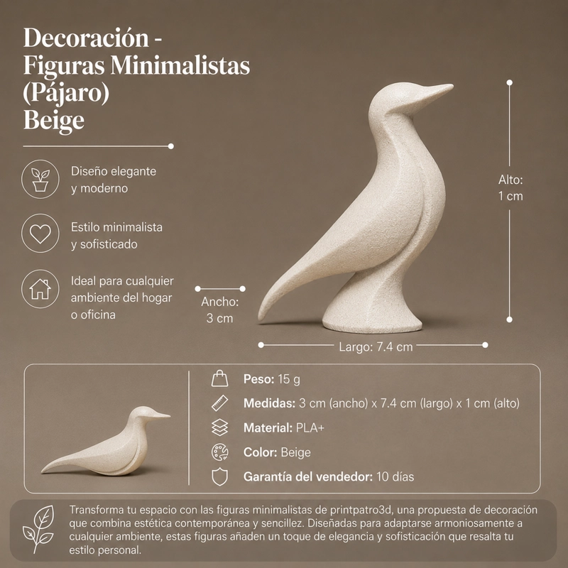 DECORACION - FIGURAS MINIMALISTAS (PAJARO) BEIGE - 2