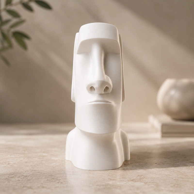 ESCULTURA ELEGANTE PRINTS PATRO - ESTILO MOAI RAPA NUI BLANCO - 1