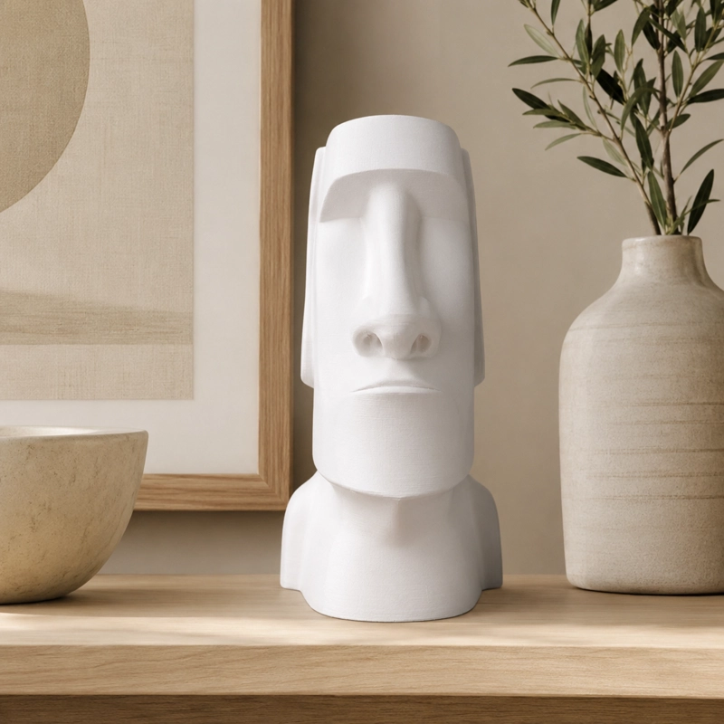 ESCULTURA ELEGANTE PRINTS PATRO - ESTILO MOAI RAPA NUI BLANCO - 2