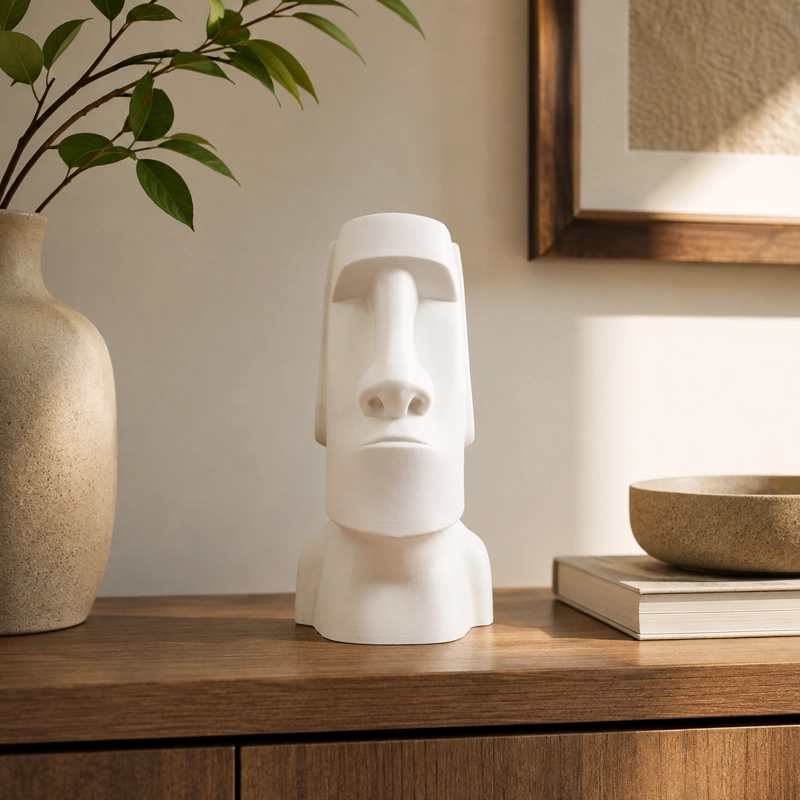 ESCULTURA ELEGANTE PRINTS PATRO - ESTILO MOAI RAPA NUI BLANCO - 4