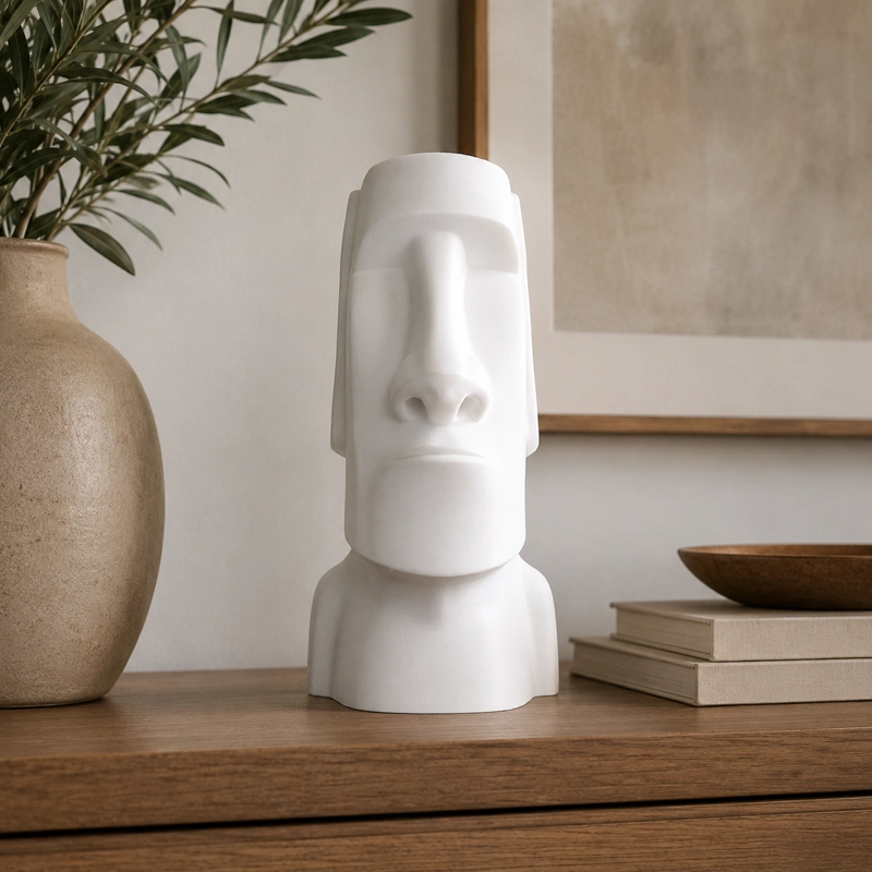 ESCULTURA ELEGANTE PRINTS PATRO - ESTILO MOAI RAPA NUI BLANCO - 5