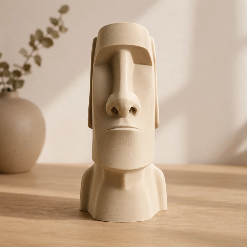 ESCULTURA ELEGANTE PRINTS PATRO - ESTILO MOAI RAPA NUI BEIGE - 1