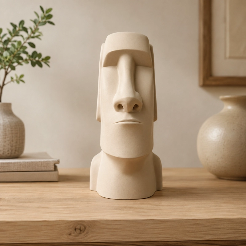 ESCULTURA ELEGANTE PRINTS PATRO - ESTILO MOAI RAPA NUI BEIGE - 2