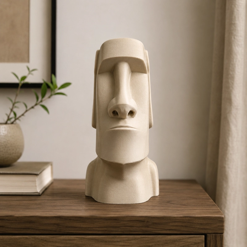 ESCULTURA ELEGANTE PRINTS PATRO - ESTILO MOAI RAPA NUI BEIGE - 4