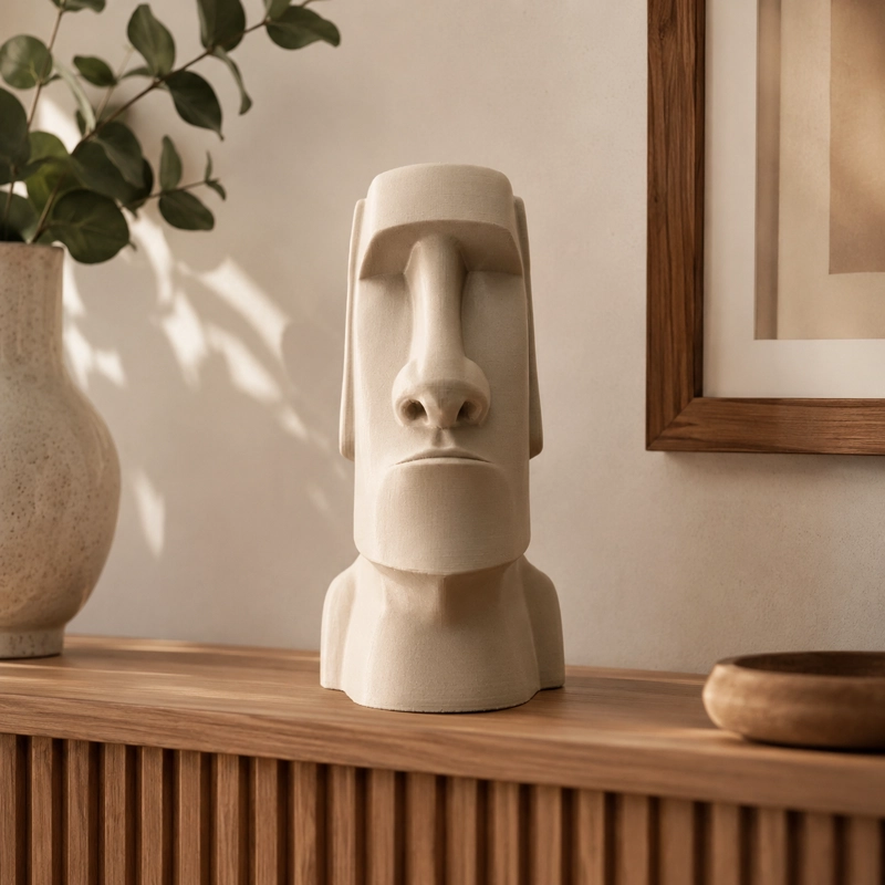 ESCULTURA ELEGANTE PRINTS PATRO - ESTILO MOAI RAPA NUI BEIGE - 5