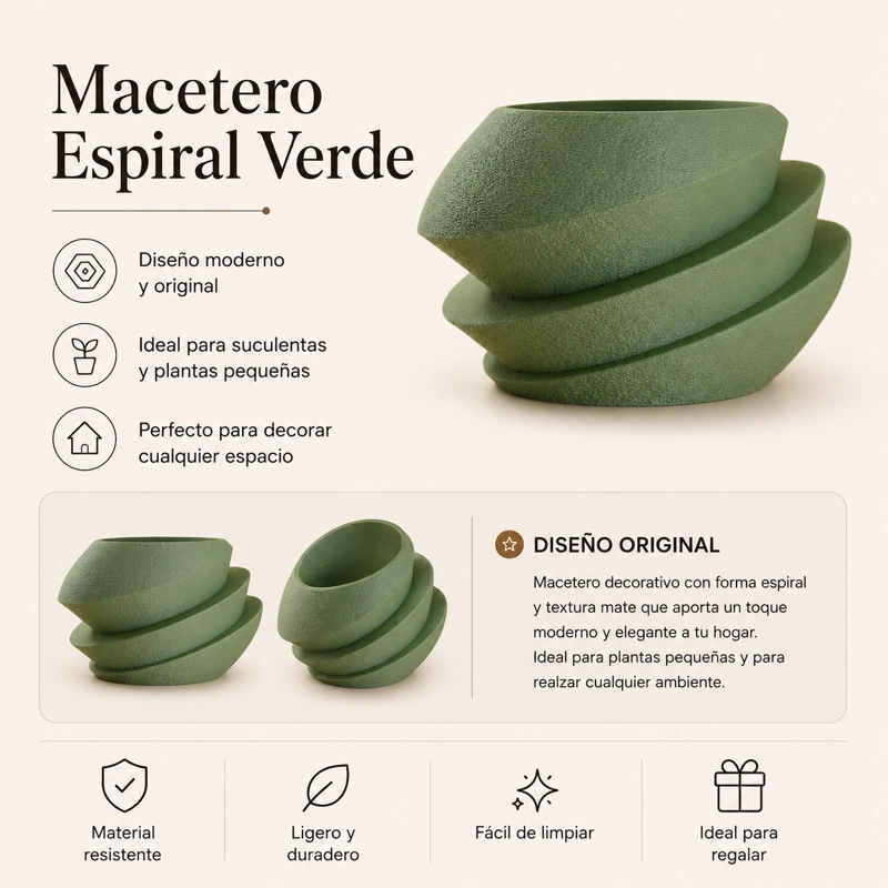MACETERO DECORATIVO HOGAR- FORMA OVNI 11 CM VERDE - 2