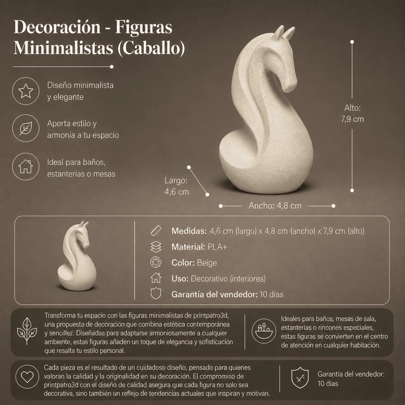 DECORACION - FIGURAS MINIMALISTAS (CABALLO) BEIGE - 3