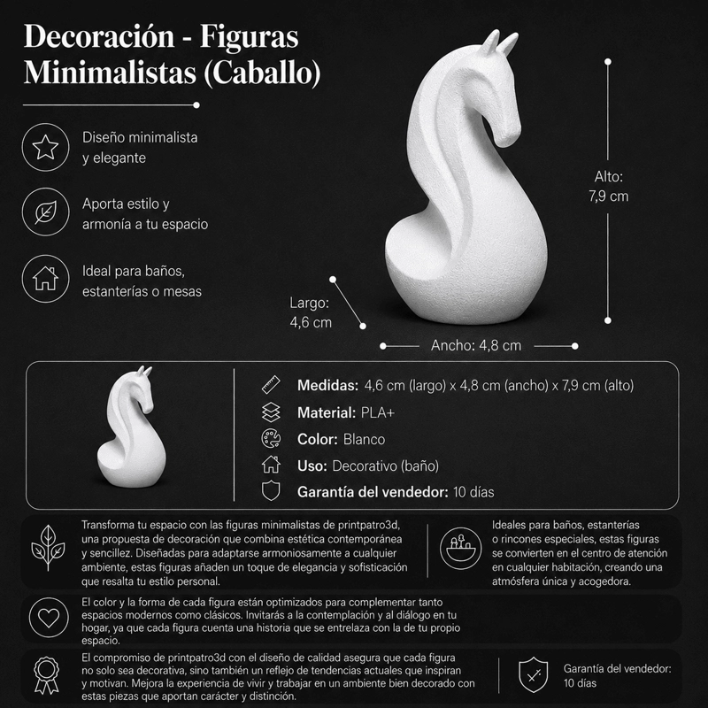 DECORACION - FIGURAS MINIMALISTAS (CABALLO) BLANCO - 3