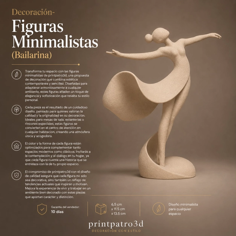 DECORACION - FIGURAS MINIMALISTAS (BAILARINA) BEIGE - 2
