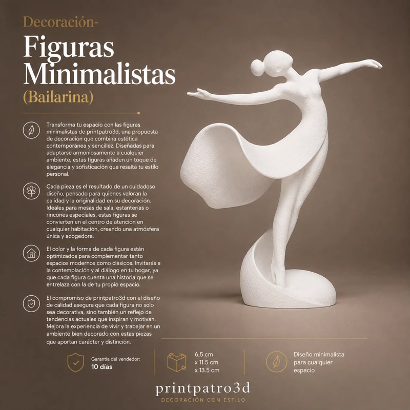 DECORACION - FIGURAS MINIMALISTAS (BAILARINA) BLANCO - 2
