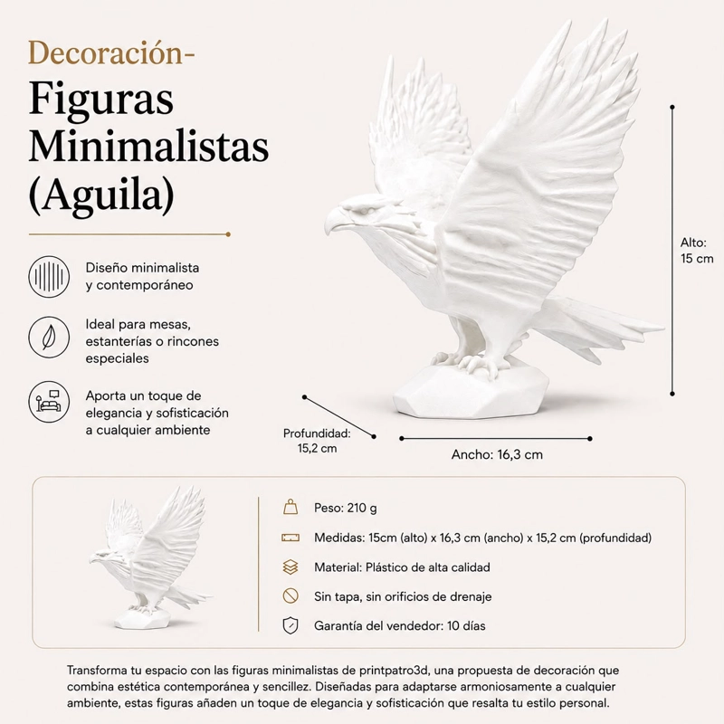DECORACION - FIGURAS MINIMALISTAS (AGUILA) BLANCO - 2