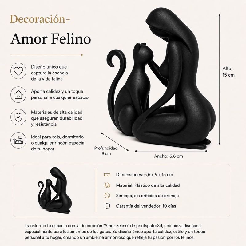 DECORACION - AMOR FELINO (NEGRO) - 2