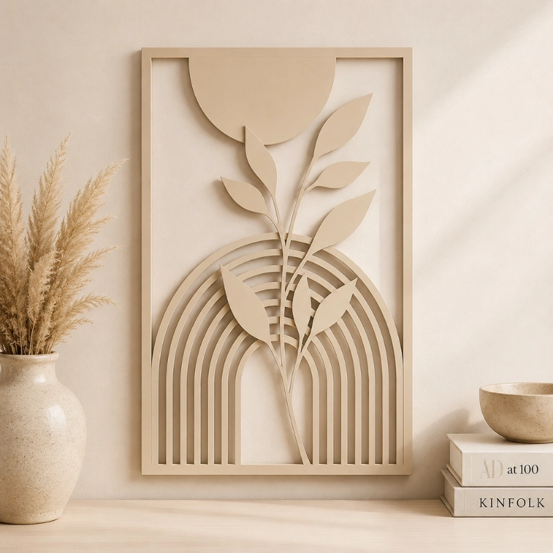 DECORACION PARED PRINTS PATRO - ESTILO BOHO FLOR MODERNA BEIGE - 4