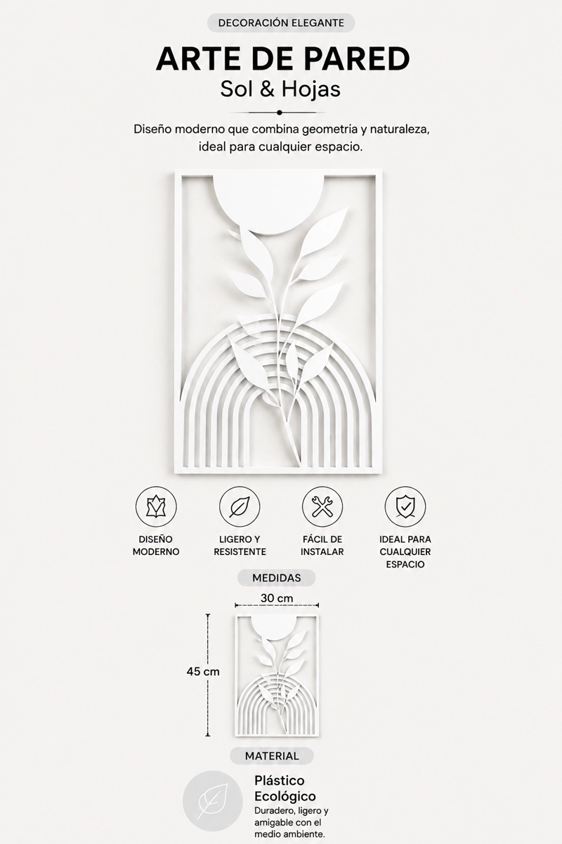 DECORACION PARED PRINTS PATRO - ESTILO BOHO FLOR MODERNA BLANCO - 3