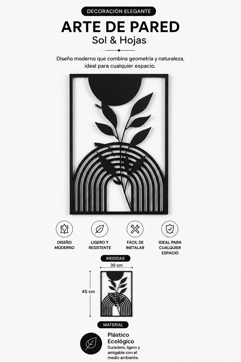 DECORACION PARED PRINTS PATRO - ESTILO BOHO FLOR MODERNA NEGRO - 3