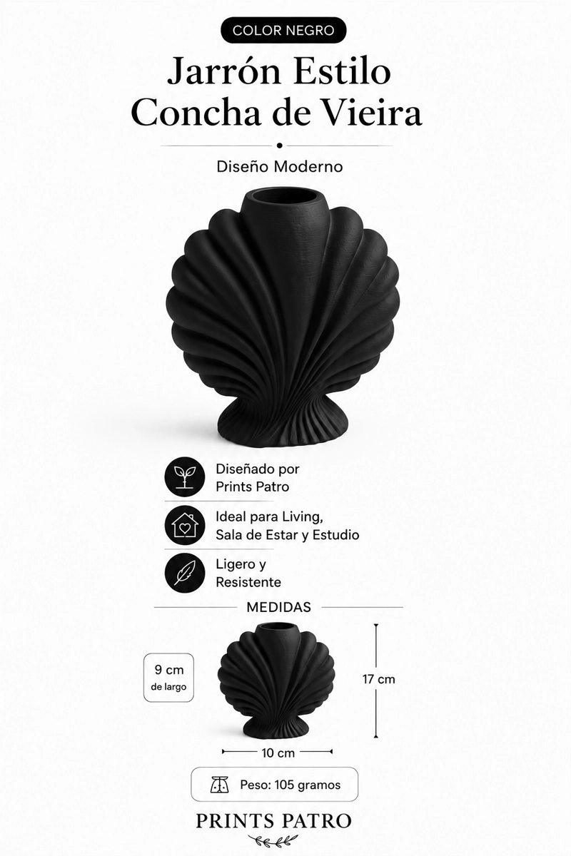 DECORACION ELEGANTE PRINTS PATRO - JARRON ESTILO DE VIEIRA NEGRO - 3